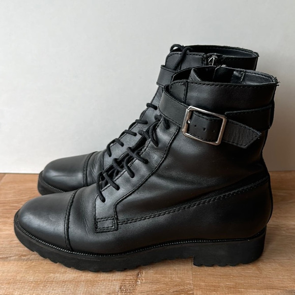 Franco Sarto Black Combat Boots - Picture 1 of 4